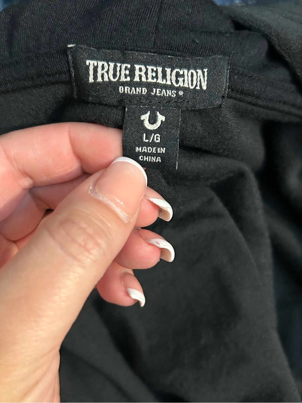 True Religion Black Velour Rhinestone Zip Up Hoodie Women’s Large Y2K - Picture 3 of 5